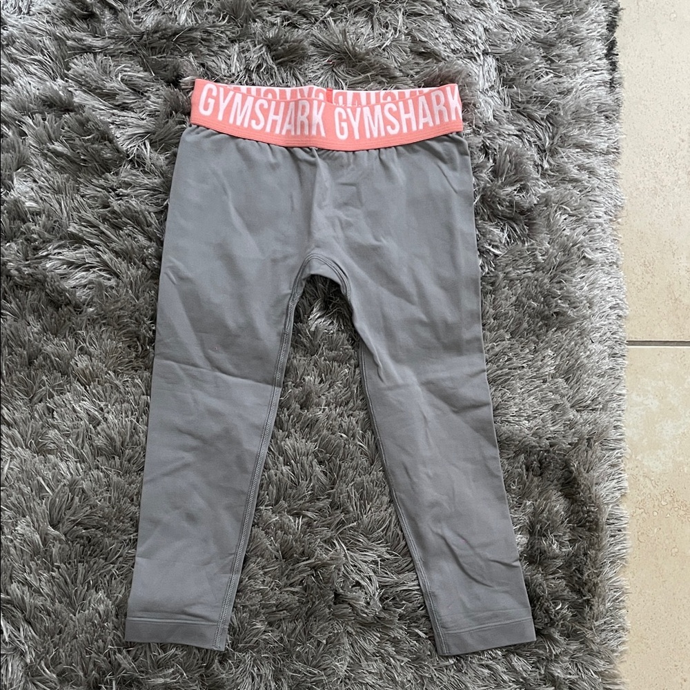 Gymshark Gray Capri Leggings with Pink Waistband